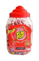 PIN POP STRAWBERRY • LIZAKI O SMAKU TRUSKAWKI WYPEŁNIONE GUMĄ BALONOWĄ - 100 SZTUK