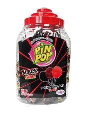 PIN POP BLACK CHERRY • LIZAKI O SMAKU WIŚNI WYPEŁNIONE GUMĄ BALONOWĄ - 100 SZTUK