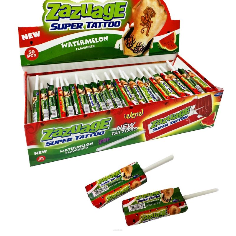ZAZUAGE SUPERTATTOO LOLLIPOP WATERMELON 50 SZT X 10 GR