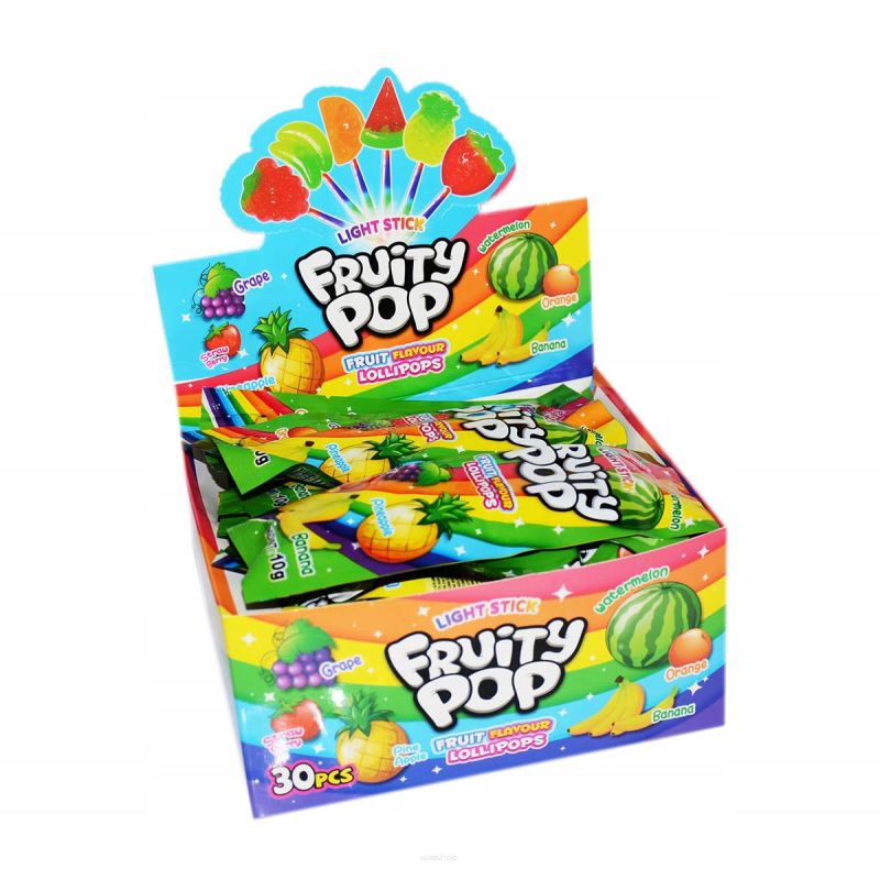 FRUITY POP • ŚWIECĄCE LIZAKI W KSZTAŁCIE OWOCÓW - 30 SZTUK