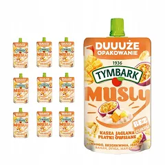 TYMBARK MUSLY KASZA/PŁATKI OWSIANE - MANGO • BRZOSKWINIA • JABŁKO • BANAN • MARAKUJA - 10 SZTUK