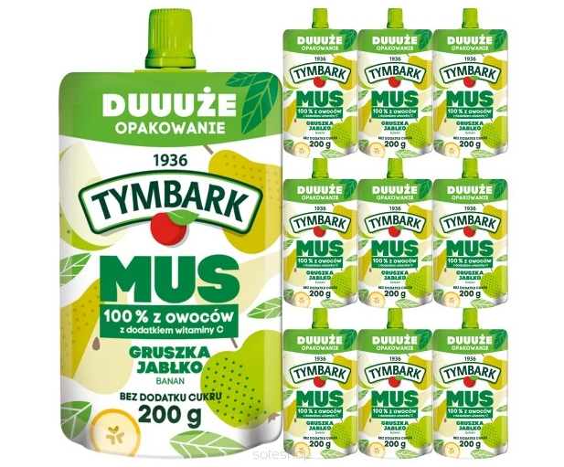 TYMBARK MUS - GRUSZKA • JABŁKO • BANAN - 10 SZTUK