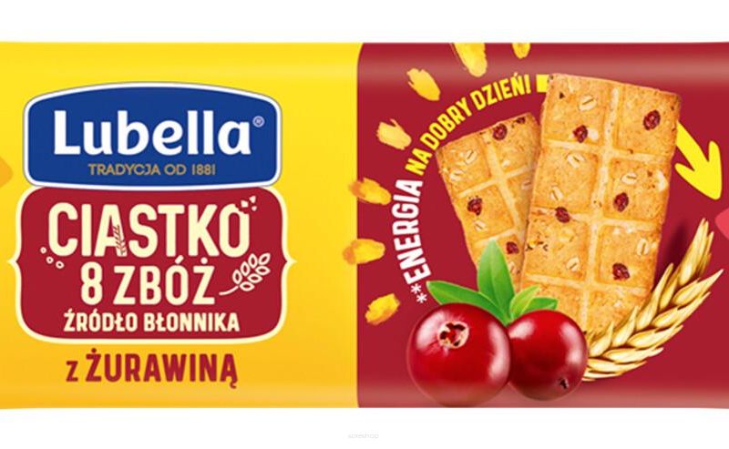 Lubella ciastka 8 zbóż z żurawiną 22 szt x 34g