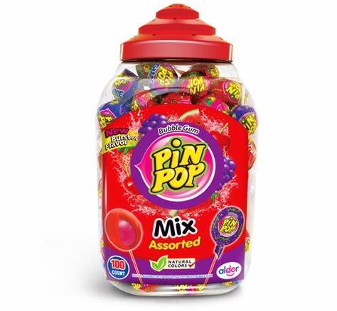 PIN POP MIX ASSORTED • OWOCOWY MIX LIZAKÓW WYPEŁNIONYCH GUMĄ BALONOWĄ - 100 SZTUK