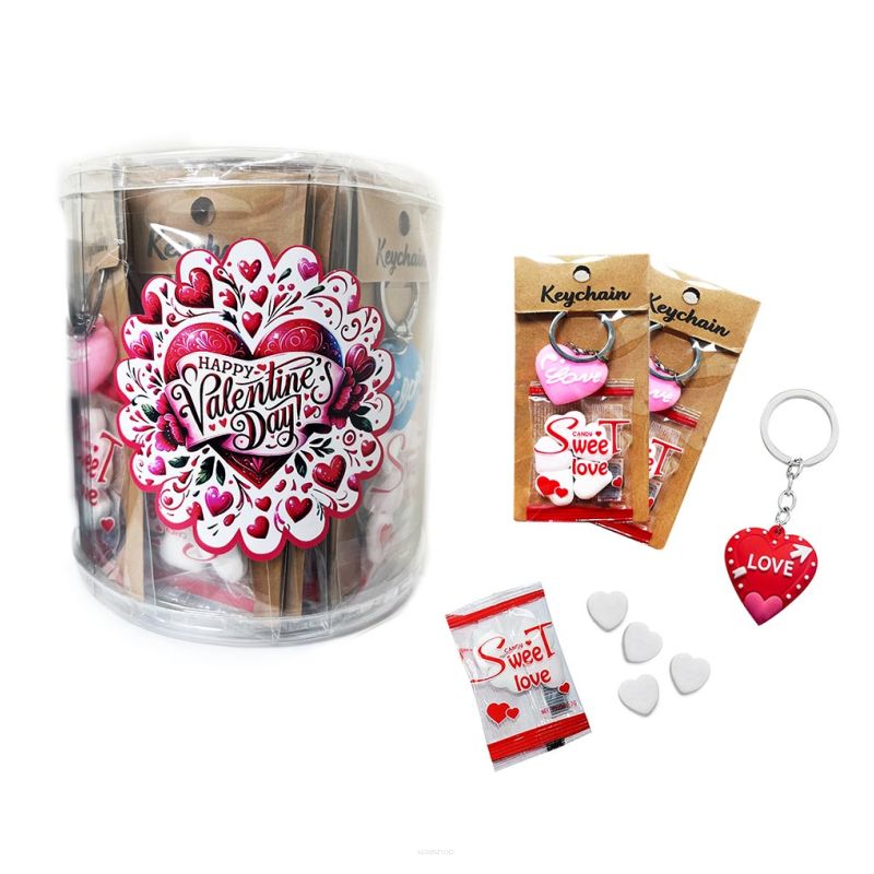 KEYCHAIN VALENTIN DAY 24 SZT DRAŻE Walentynki