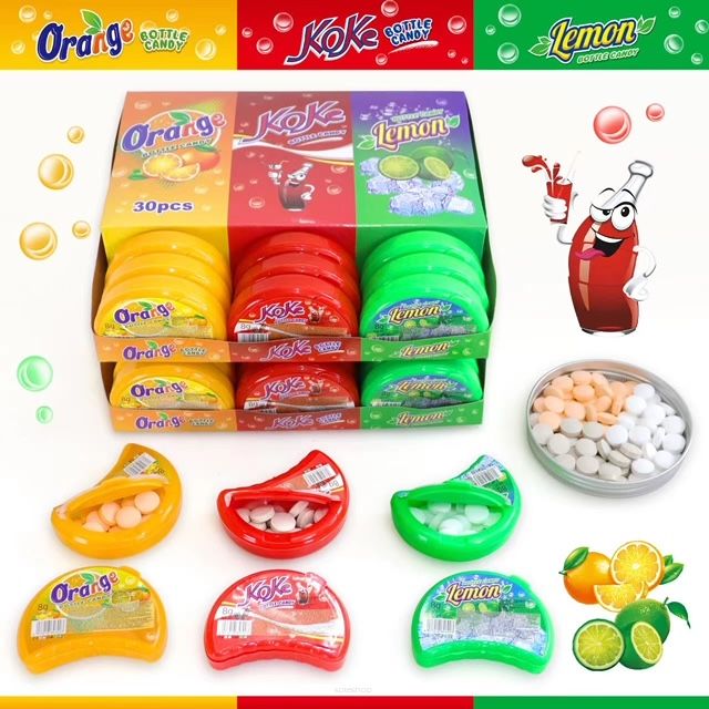 CUKIERKI BOTTLE CANDY - KOLA • POMARAŃCZA • CYTRYNA - 30 SZTUK