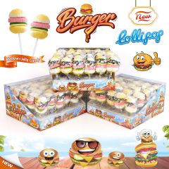 LIZAKI BURGER LOLLIPOP MALLOW + JELLY CANDY 30SZT X 17G