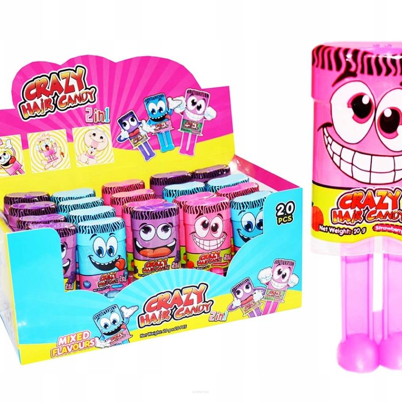 SŁODYCZE WŁOSY • CRAZY HAIR CANDY - 20 SZTUK