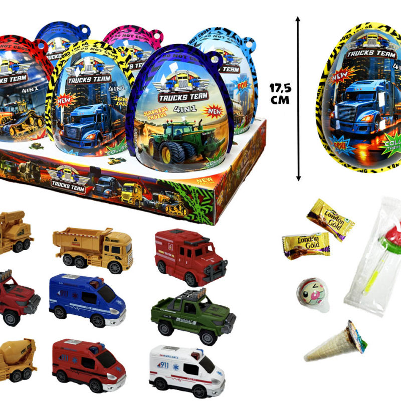 17,5 cm XXL TRUCKS TEAM PLASTIC EGGS 6 SZT X 20 GR