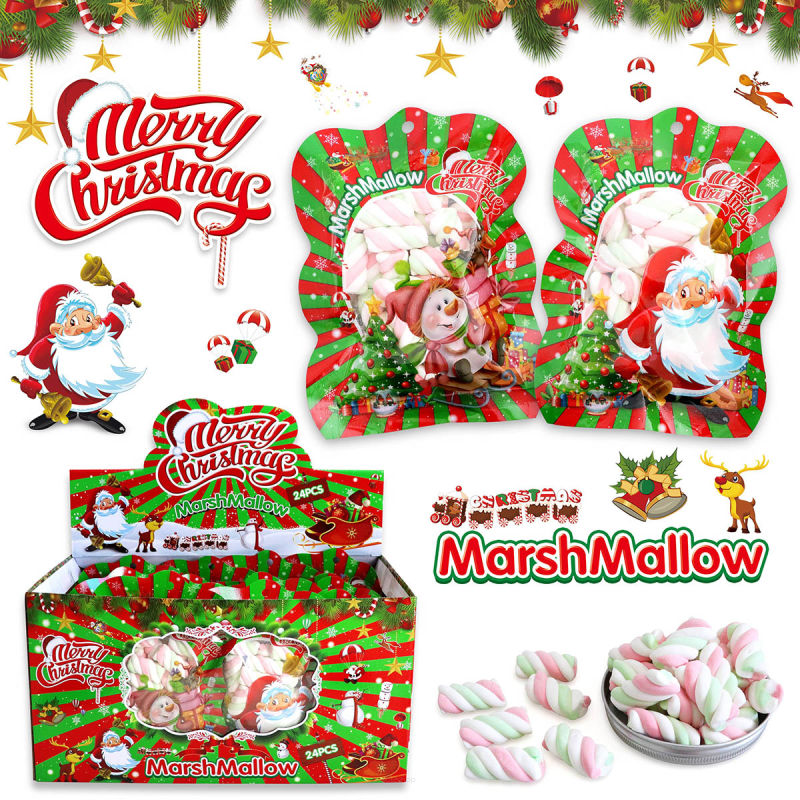 ŚWIĄTECZNE PIANKI • MERRY CHRISTMAS MARSHMALLOW - 24 PACZUSZKI