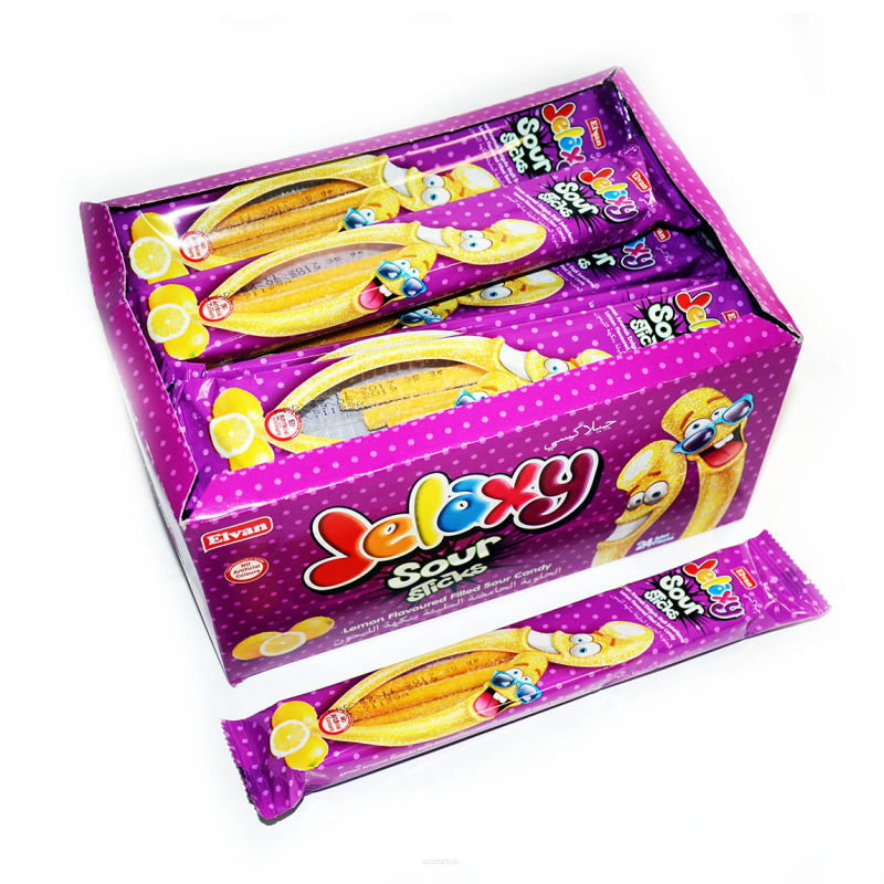 KWAŚNE ŻELKI CYTRYNOWE • JELAXY SOUR STICKS - 24 SZTUKI