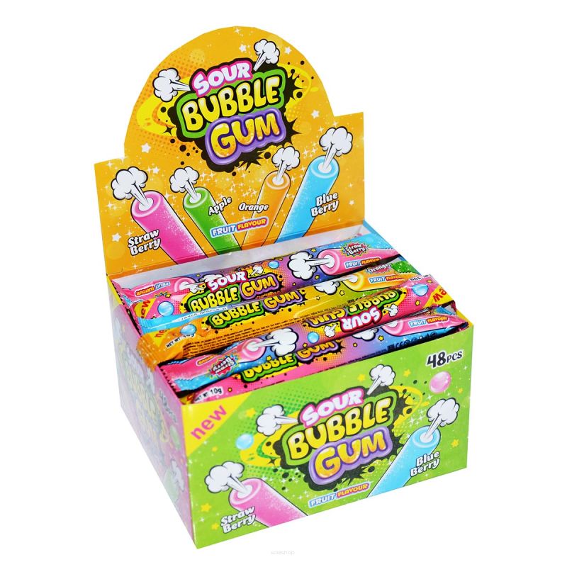 SOUR BUBBLE GUM • OWOCOWA KWAŚNA GUMA - 48 SZTUK