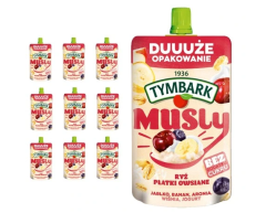 TYMBARK MUSLY RYŻ/PŁATKI OWSIANE - JABŁKO • BANAN • WIŚNIA • ARONIA • JOGURT - 10 SZTUK